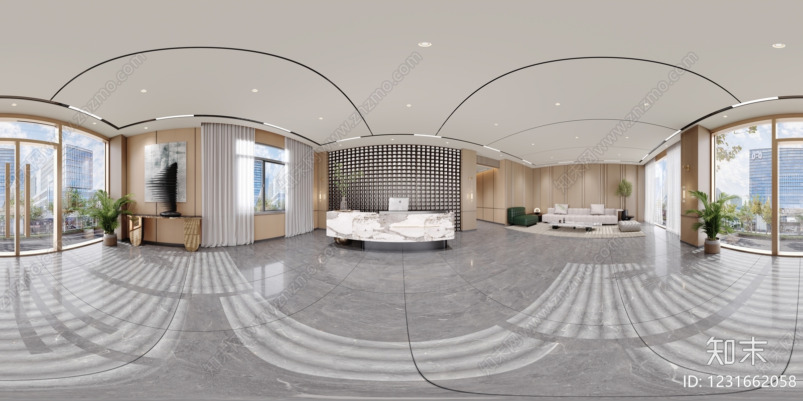 现代简约宴会厅3D模型下载【ID:1231662058】