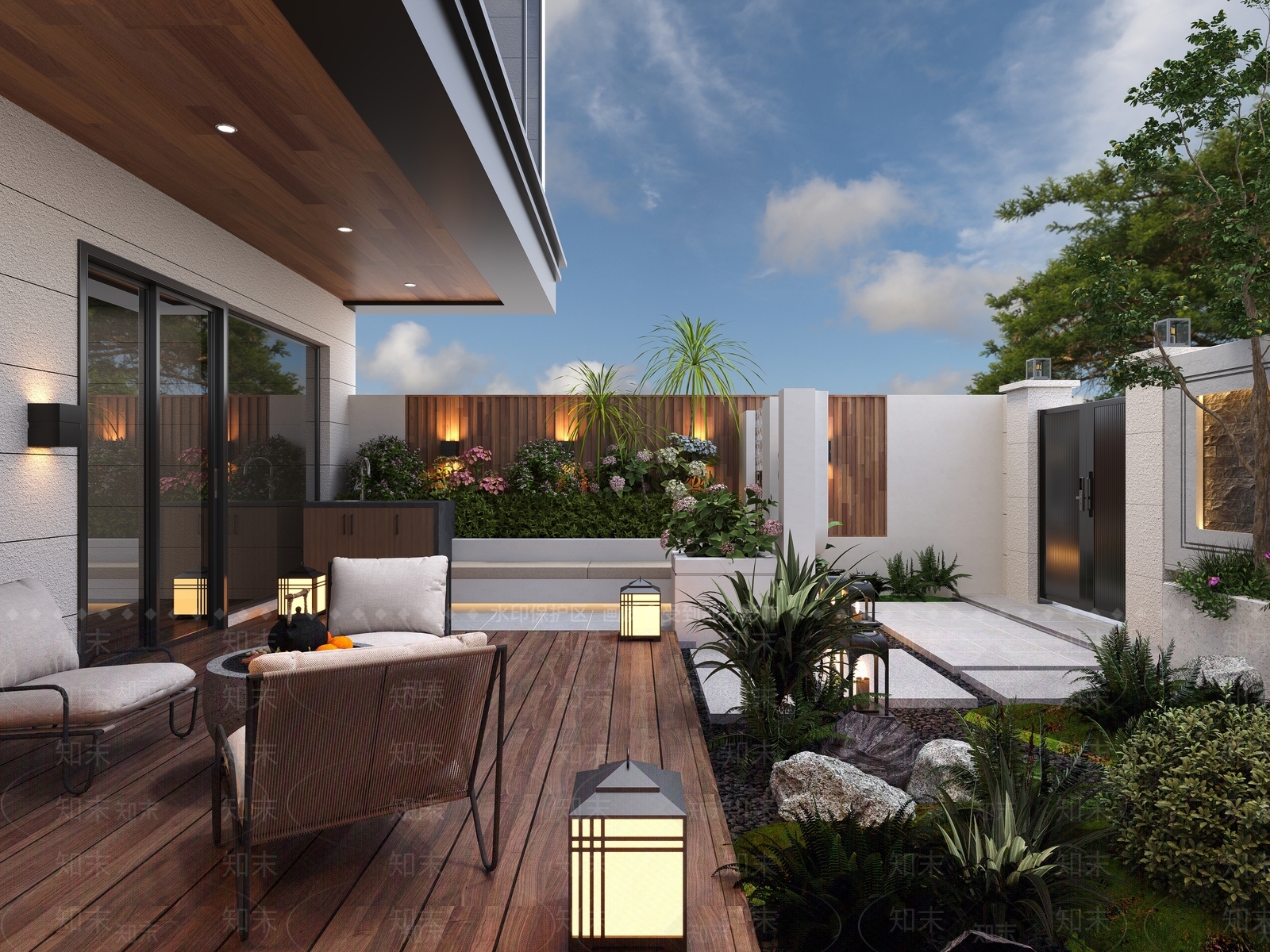 现代简约庭院3D模型下载【ID:1231665322】