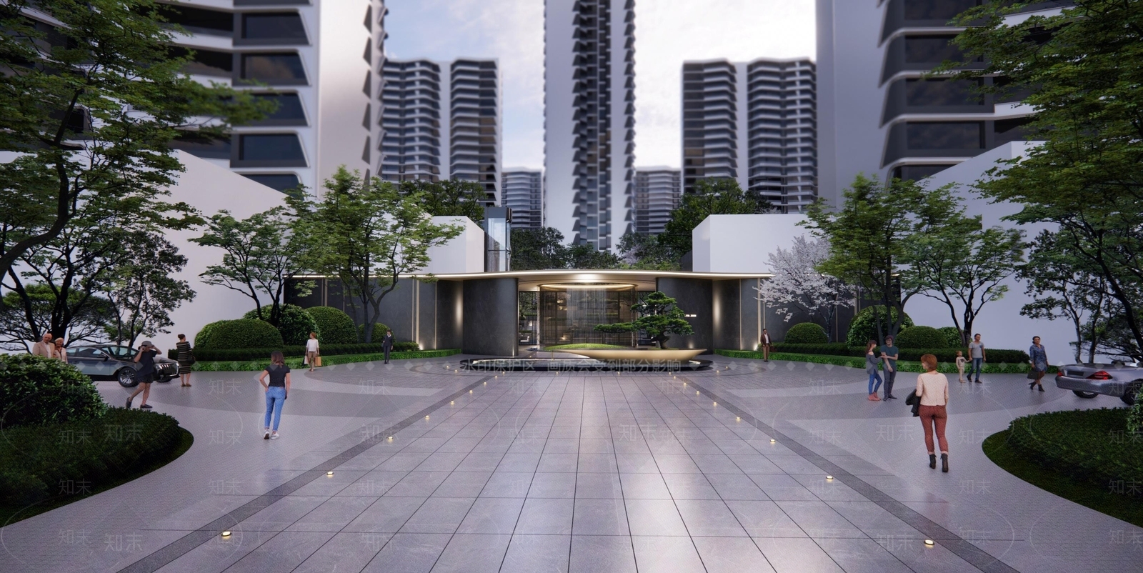 现代主义住宅区景观SU模型下载【ID:1231666340】