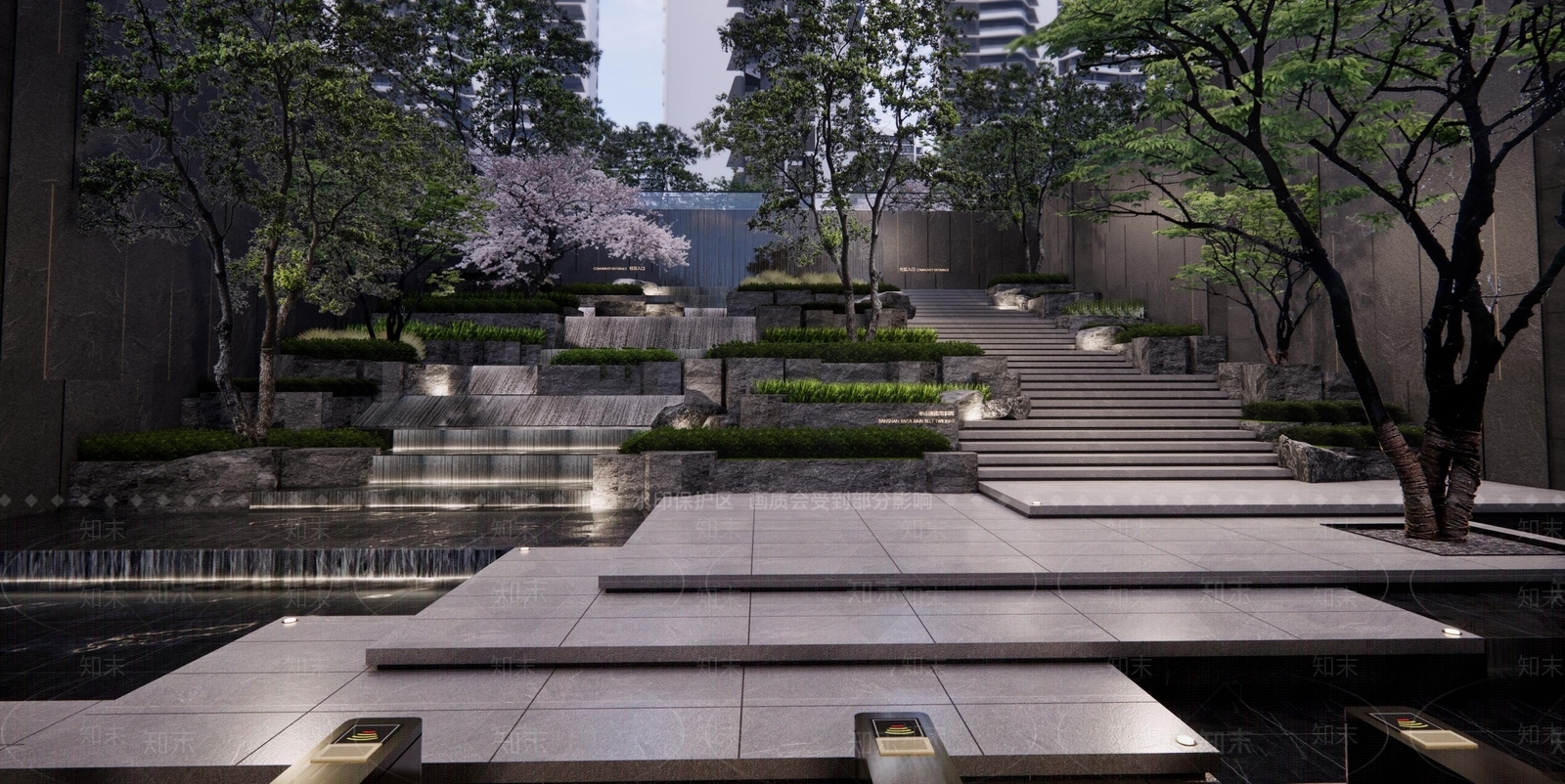 现代主义住宅区景观SU模型下载【ID:1231666340】