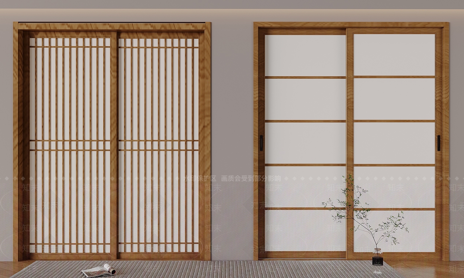 日式推拉门SU模型下载【ID:1231667062】