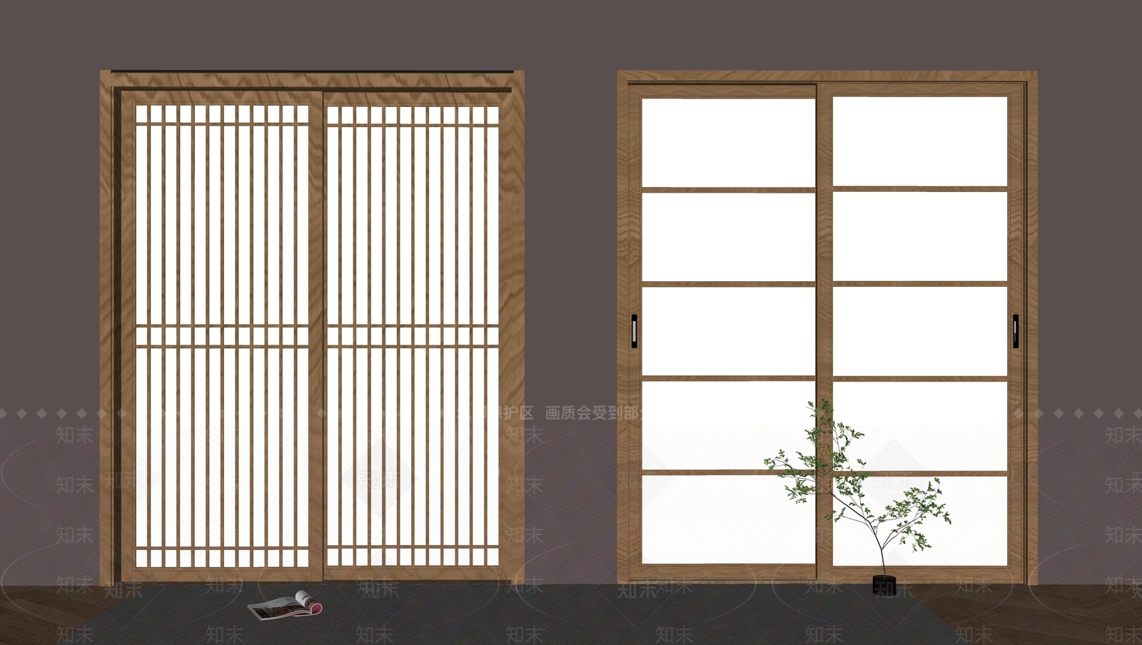 日式推拉门SU模型下载【ID:1231667062】