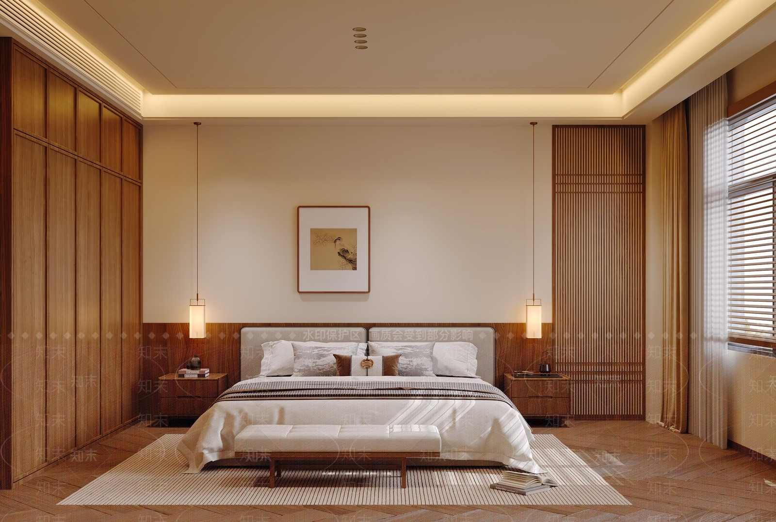 新中式宋式卧室3D模型下载【ID:1231669246】