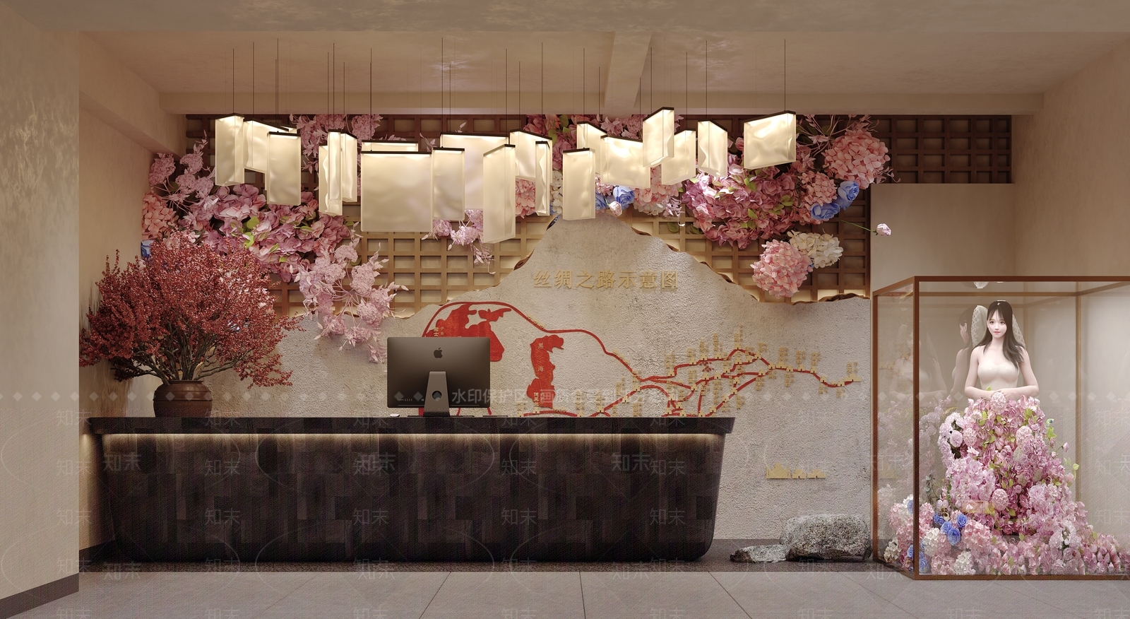 中古风酒店大堂3D模型下载【ID:1231672186】