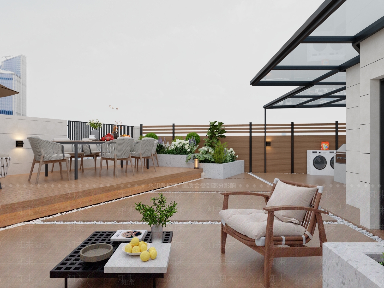现代简约屋顶花园3D模型下载【ID:1231672632】