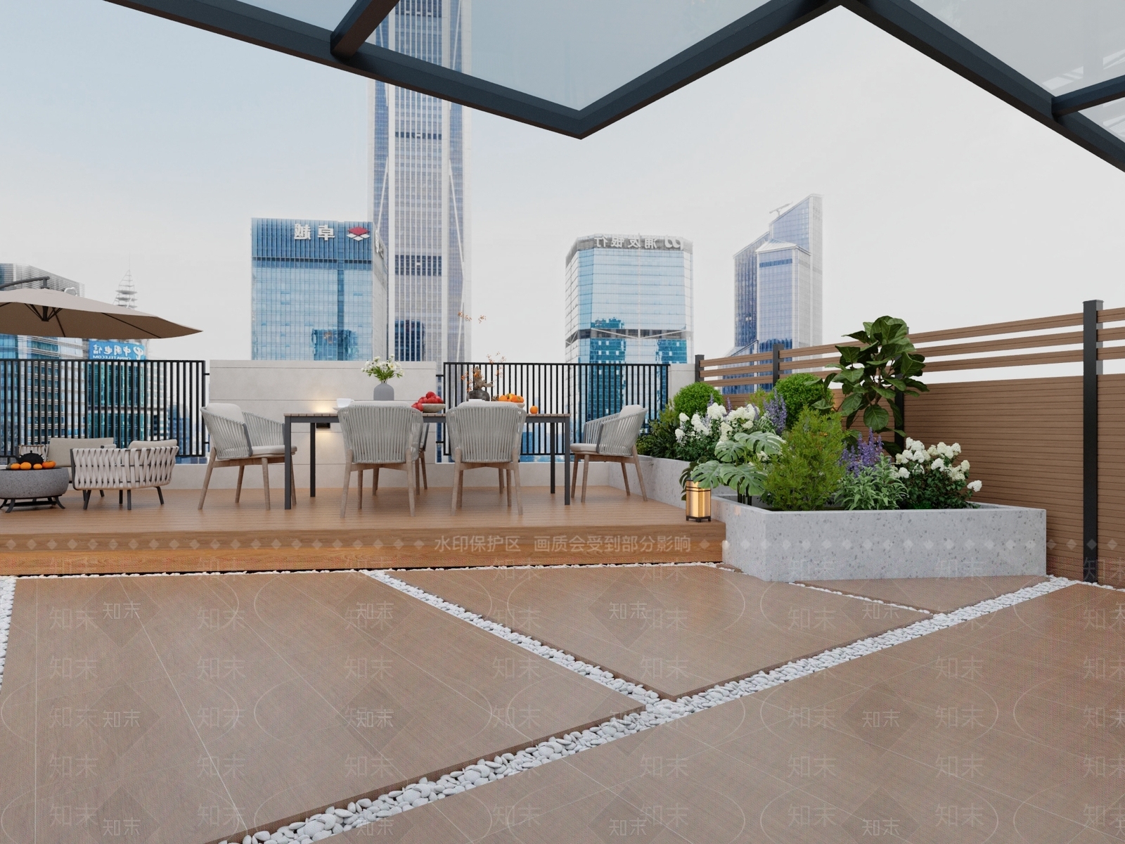 现代简约屋顶花园3D模型下载【ID:1231672632】
