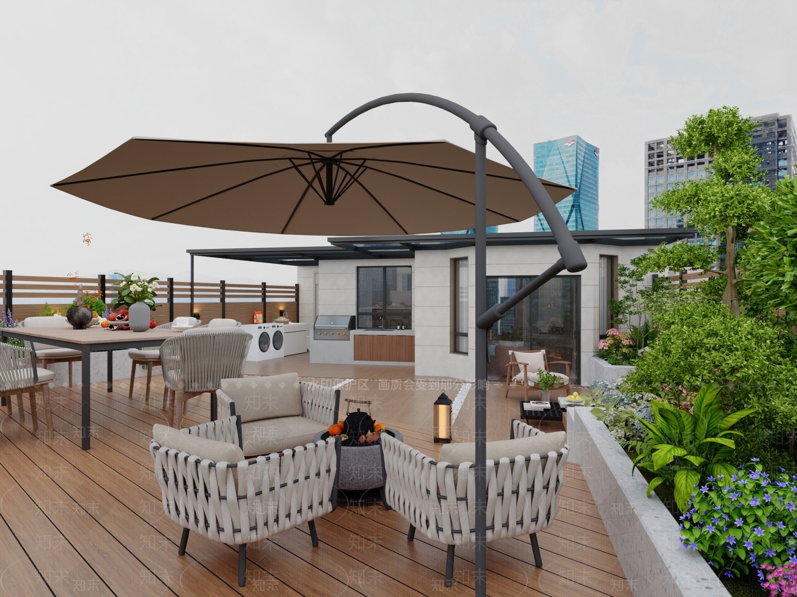 现代简约屋顶花园3D模型下载【ID:1231672632】
