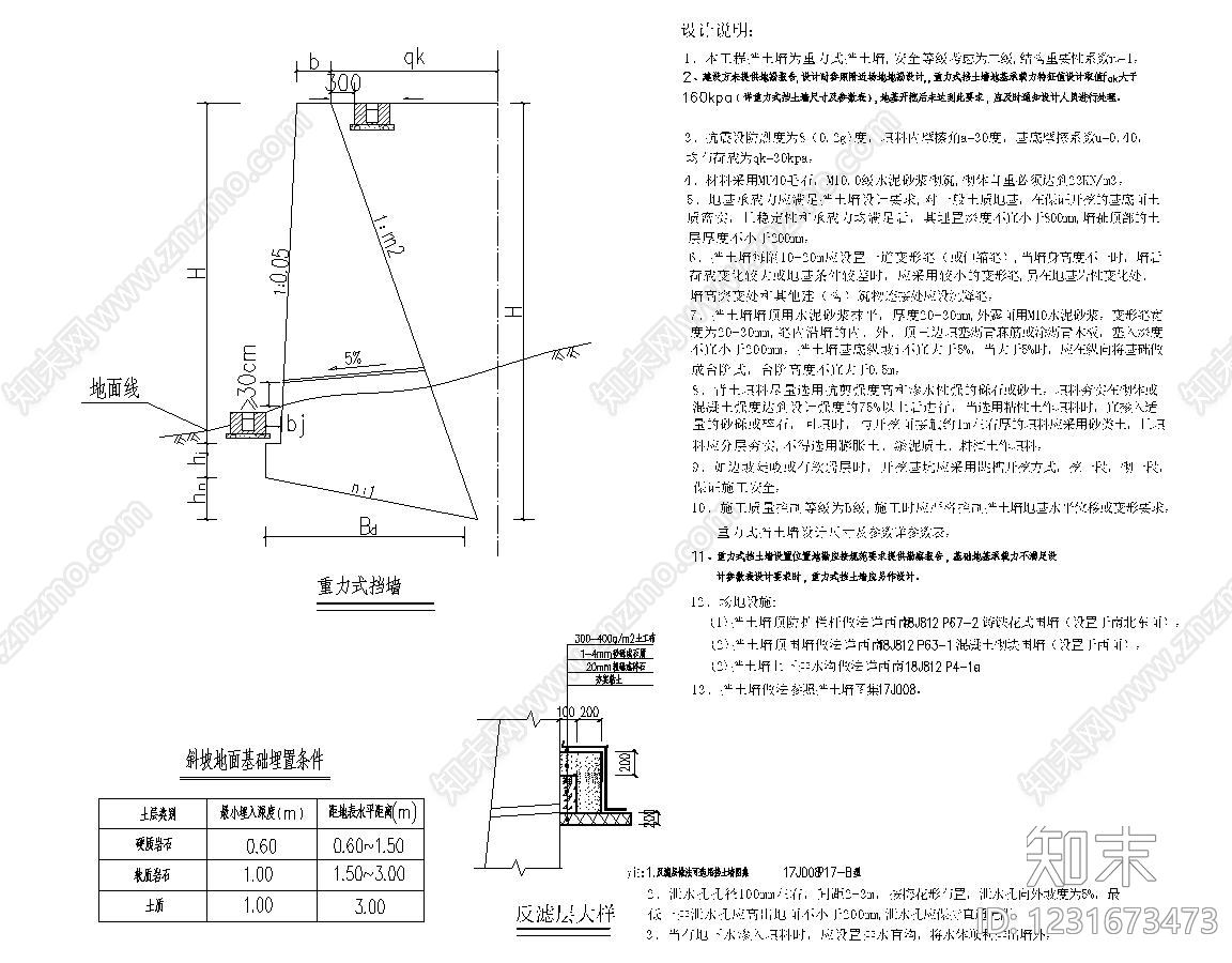 挡土墙cad施工图下载【ID:1231673473】