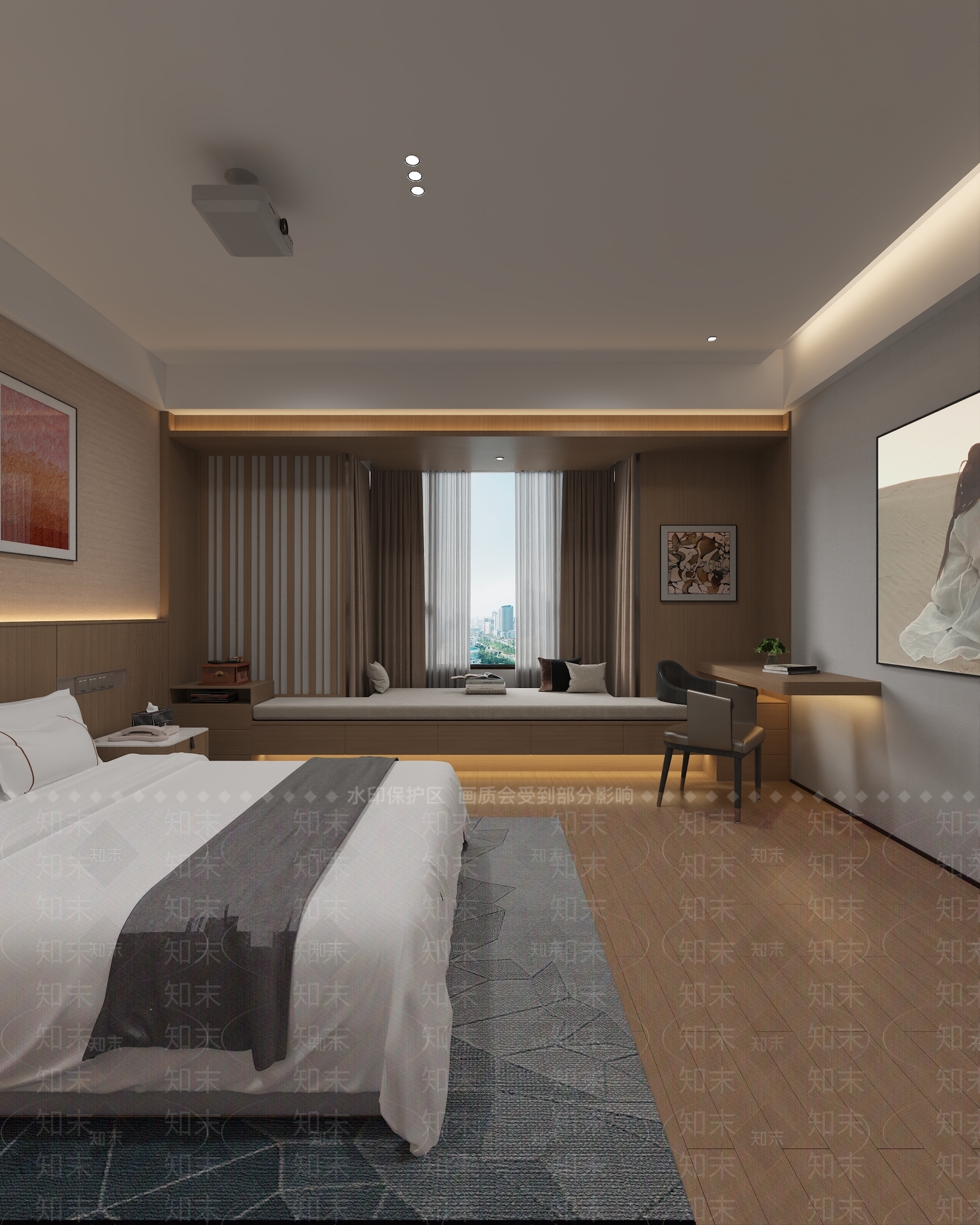 现代简约酒店客房3D模型下载【ID:1231673459】