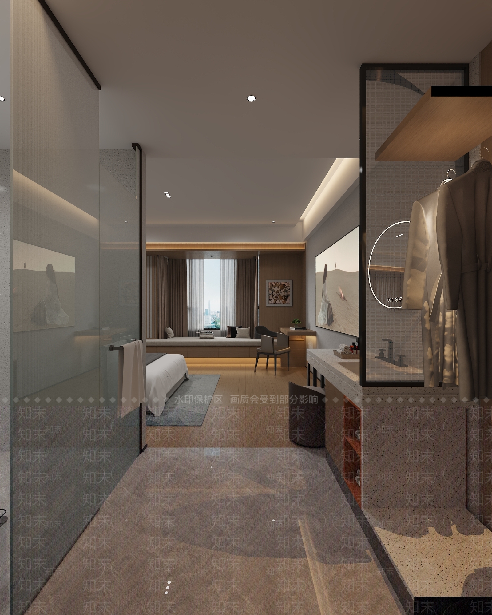 现代简约酒店客房3D模型下载【ID:1231673459】