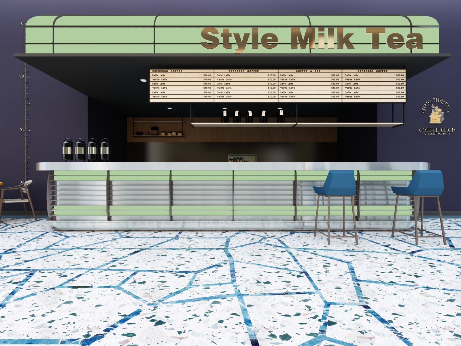 现代奶茶店3D模型下载【ID:1231676595】