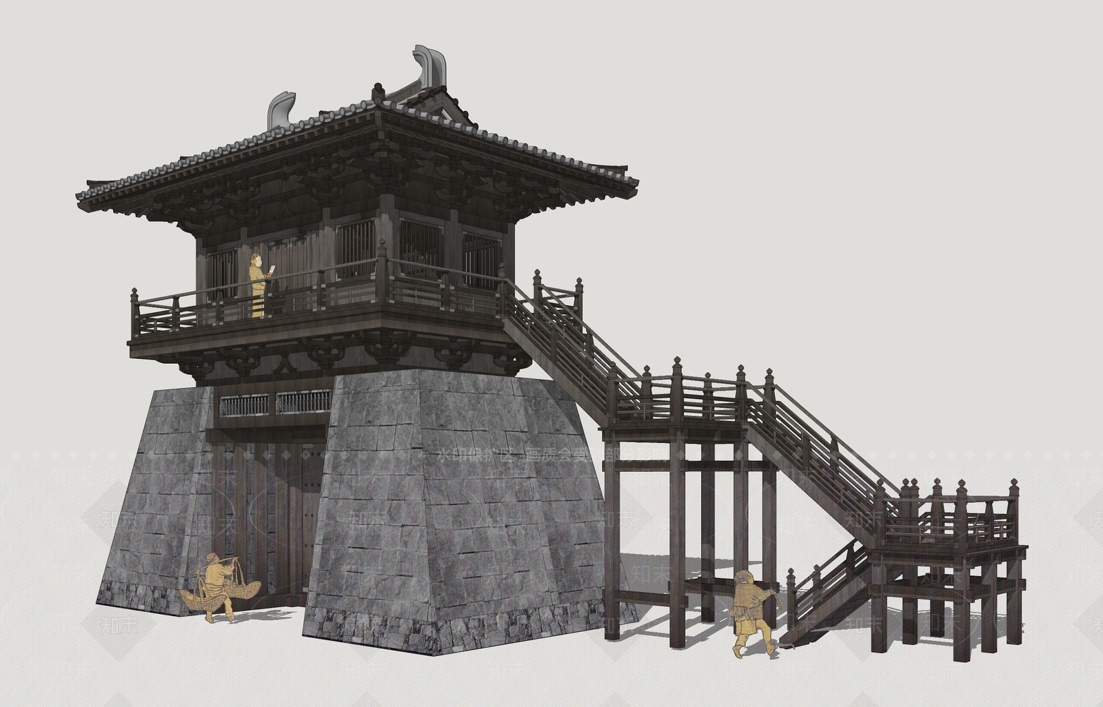 中式古建古建筑SU模型下载【ID:1231678197】