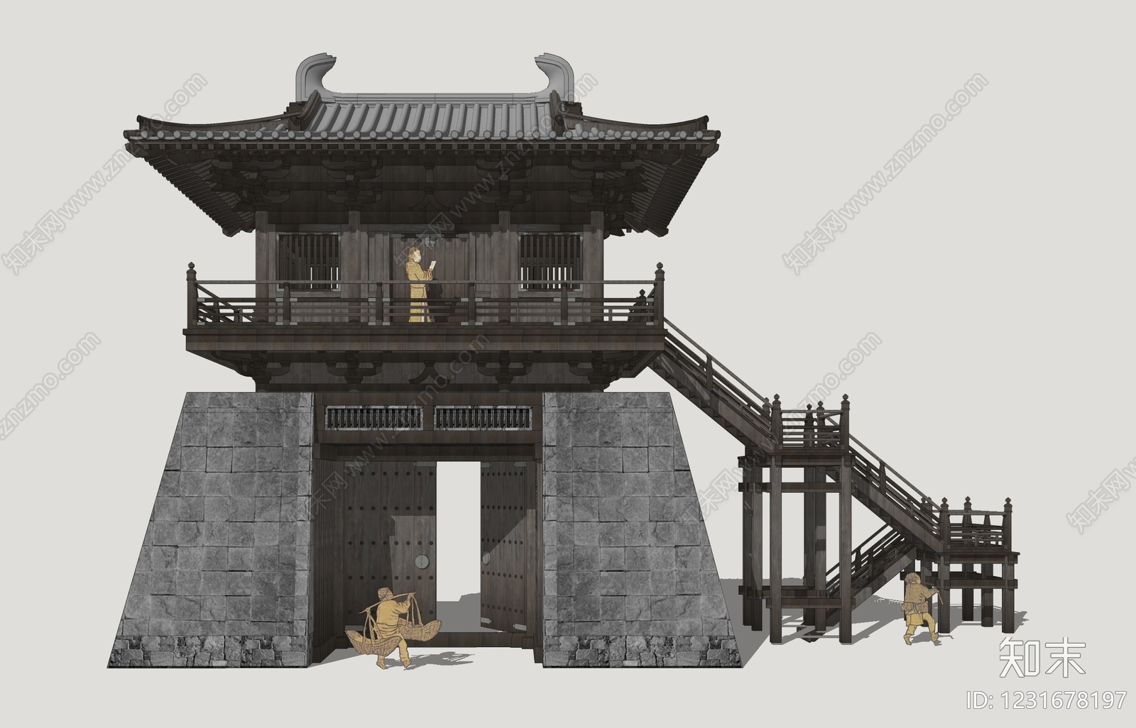 中式古建古建筑SU模型下载【ID:1231678197】