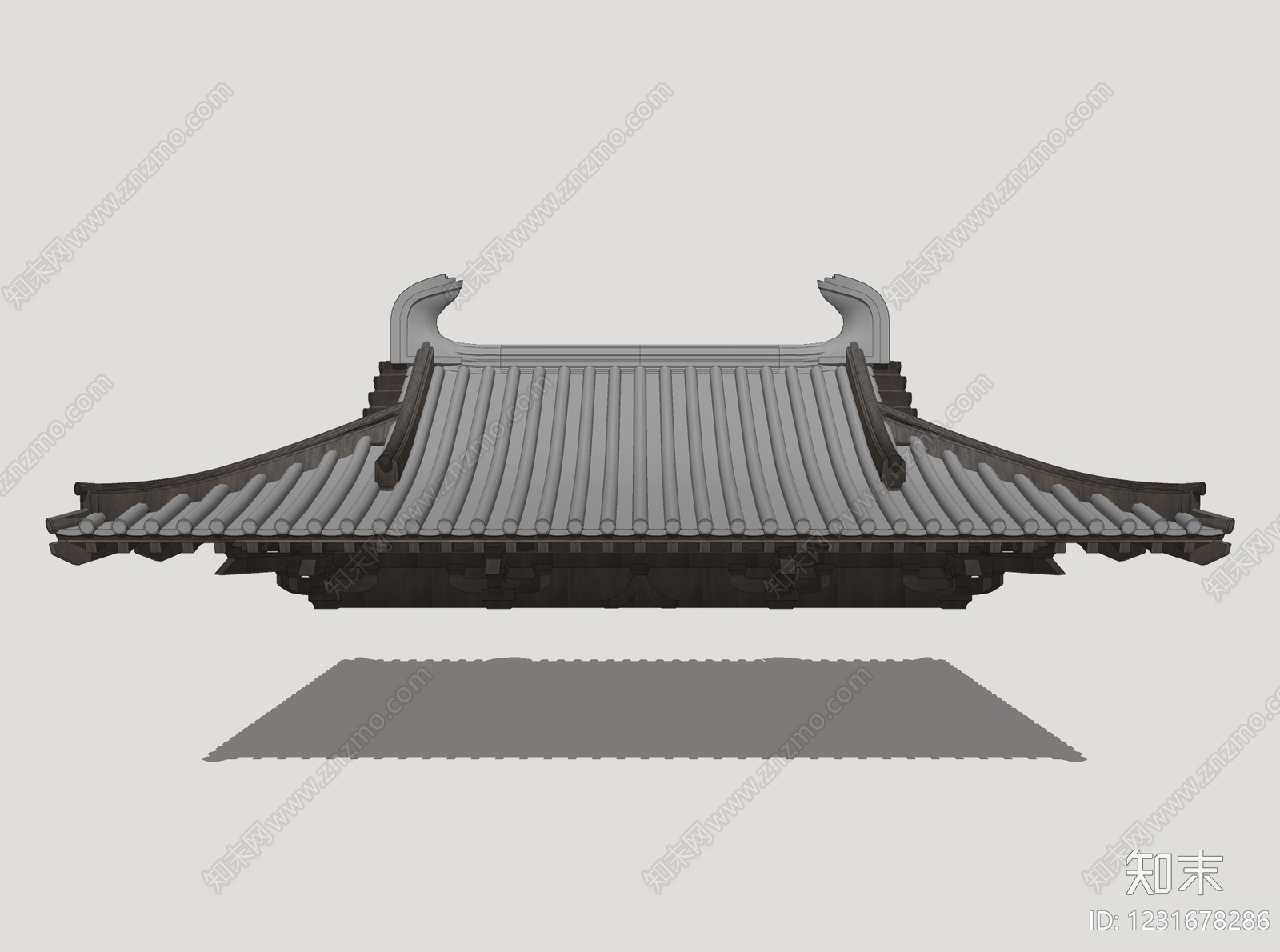 中式古建屋檐SU模型下载【ID:1231678286】
