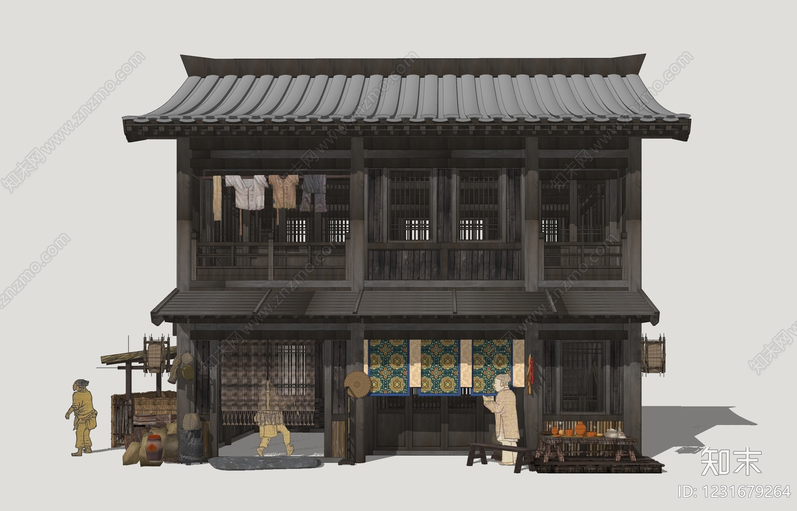 中式古建古建筑SU模型下载【ID:1231679264】