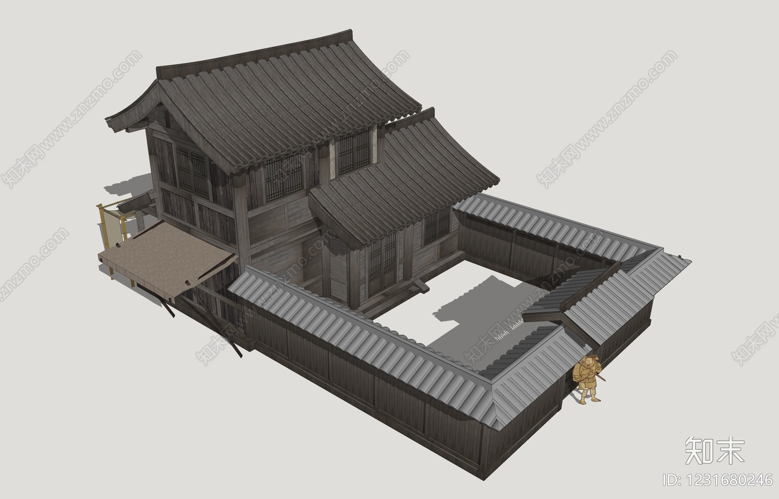 中式古建古建筑SU模型下载【ID:1231680246】