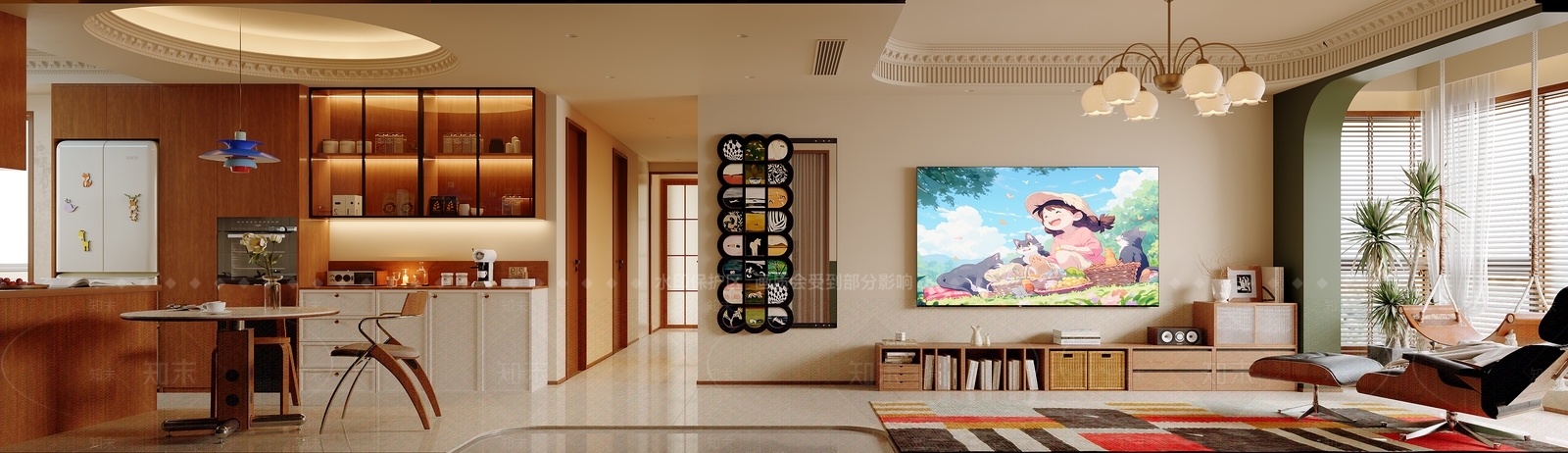 中古风大平层客餐厅3D模型下载【ID:1231680968】