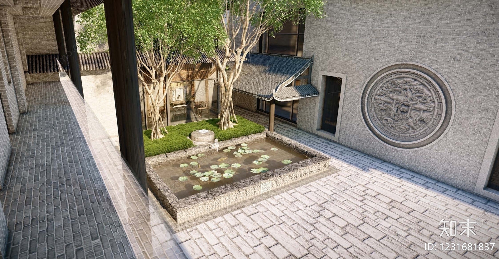 新中式景观乡村庭院SU模型下载【ID:1231681837】