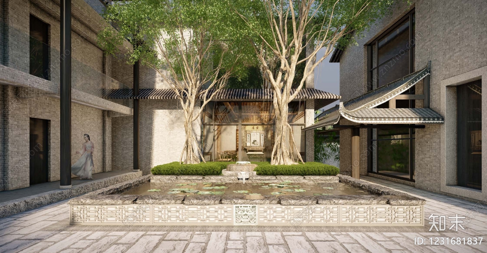 新中式景观乡村庭院SU模型下载【ID:1231681837】