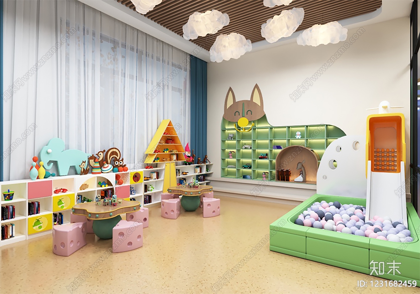 现代幼儿园3D模型下载【ID:1231682459】