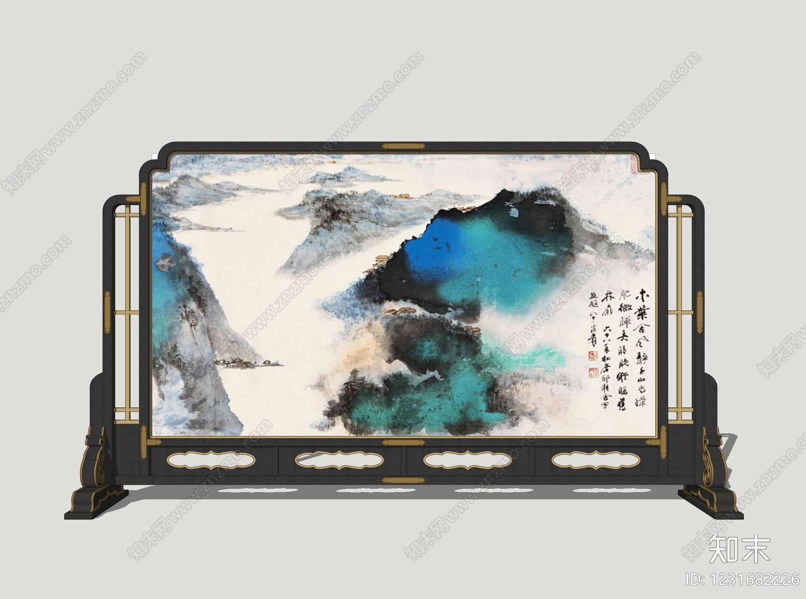 新中式屏风SU模型下载【ID:1231682226】