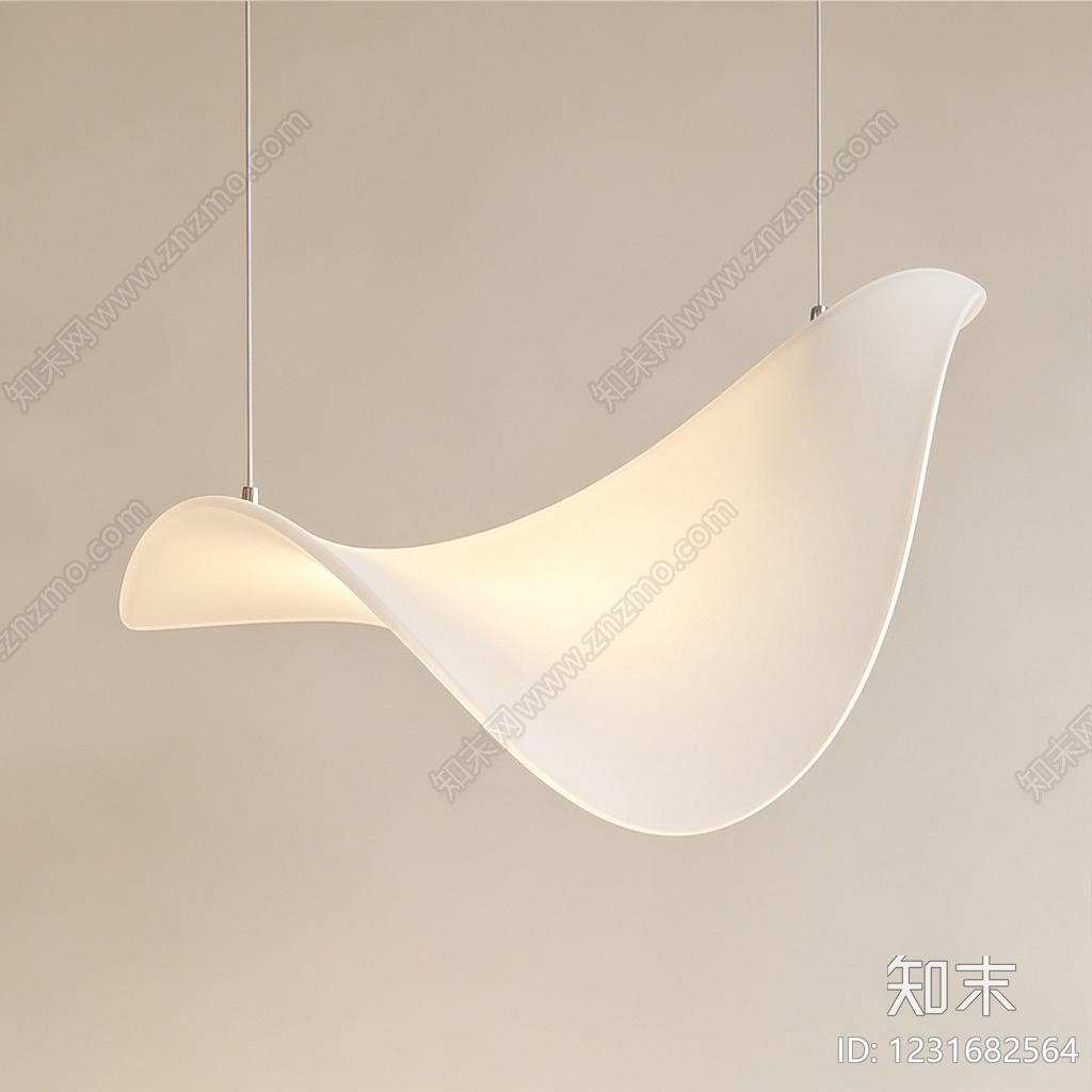 奶油风艺术吊灯SU模型下载【ID:1231682564】