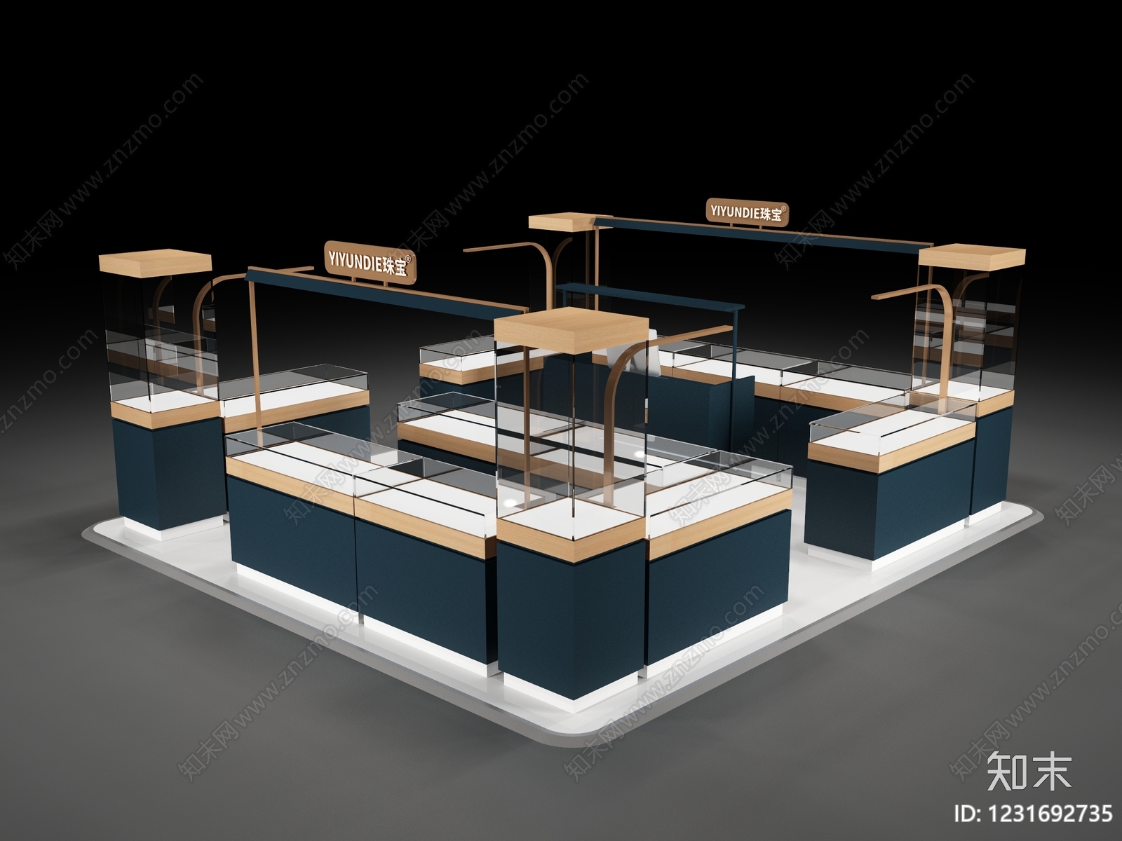 轻奢珠宝店3D模型下载【ID:1231692735】