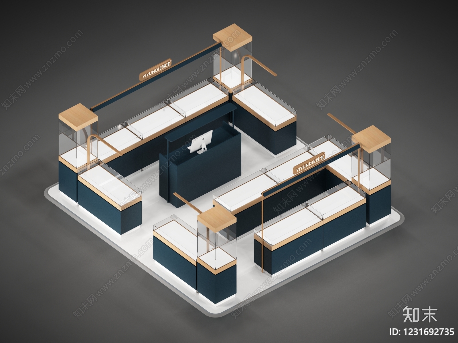 轻奢珠宝店3D模型下载【ID:1231692735】