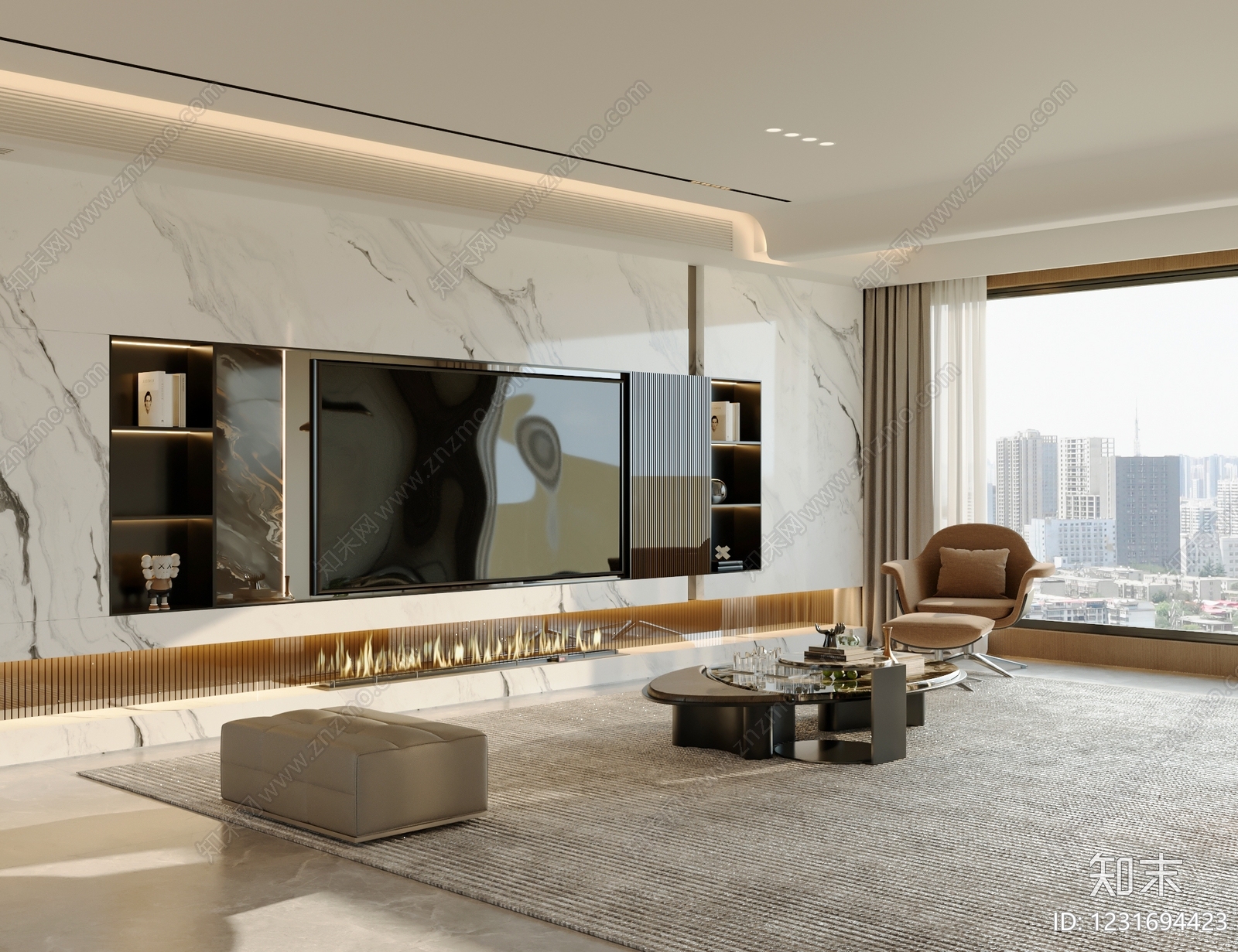 轻奢电视背景墙3D模型下载【ID:1231694423】