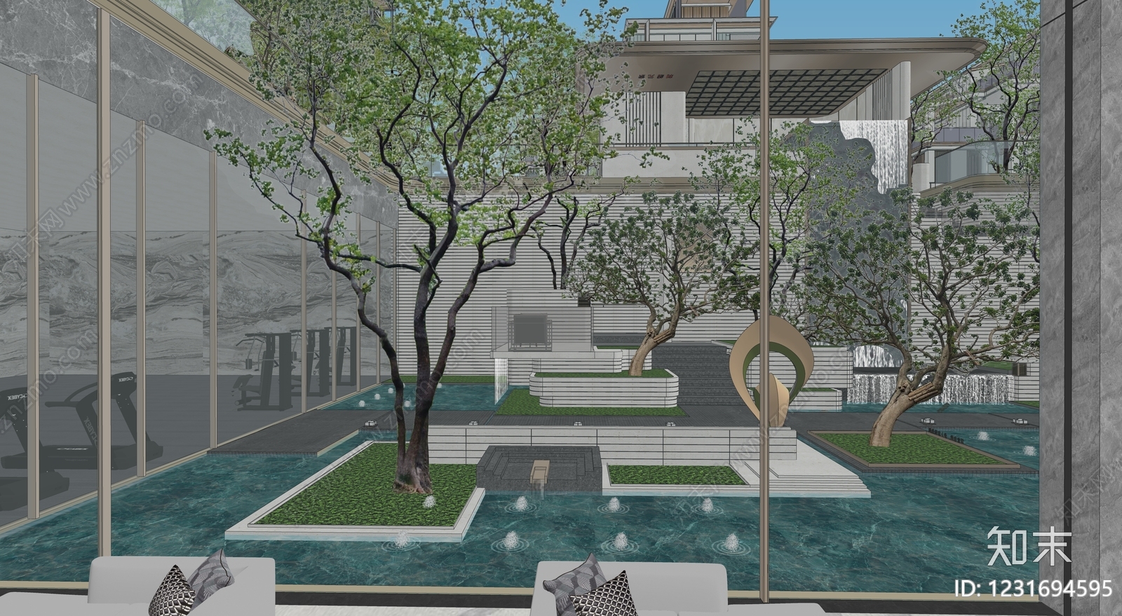 新中式景观小区景观SU模型下载【ID:1231694595】