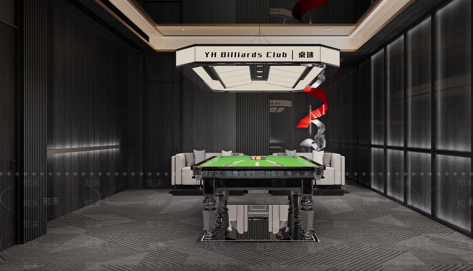 轻奢台球室3D模型下载【ID:1231697153】