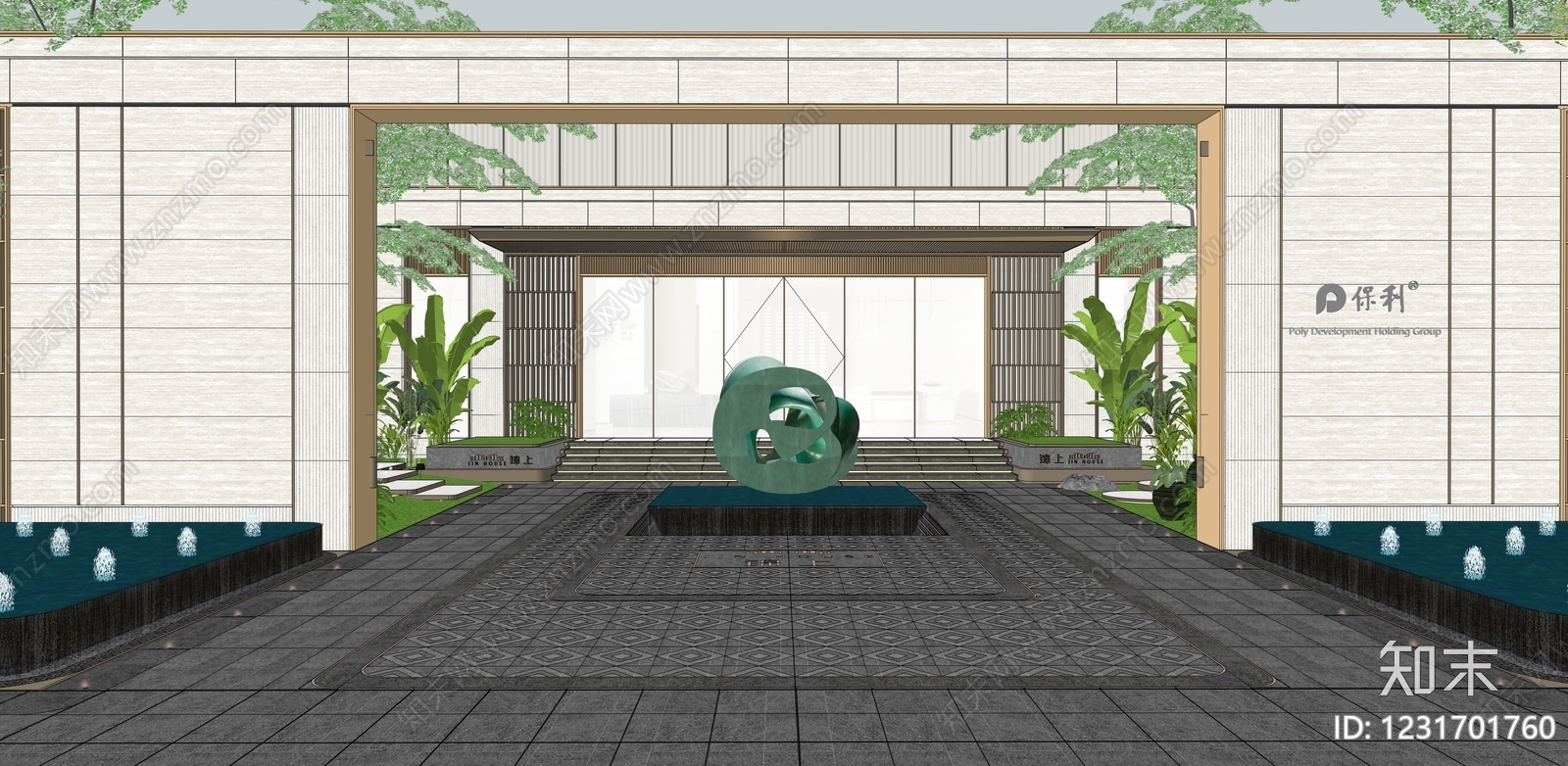 新中式景观小区景观SU模型下载【ID:1231701760】