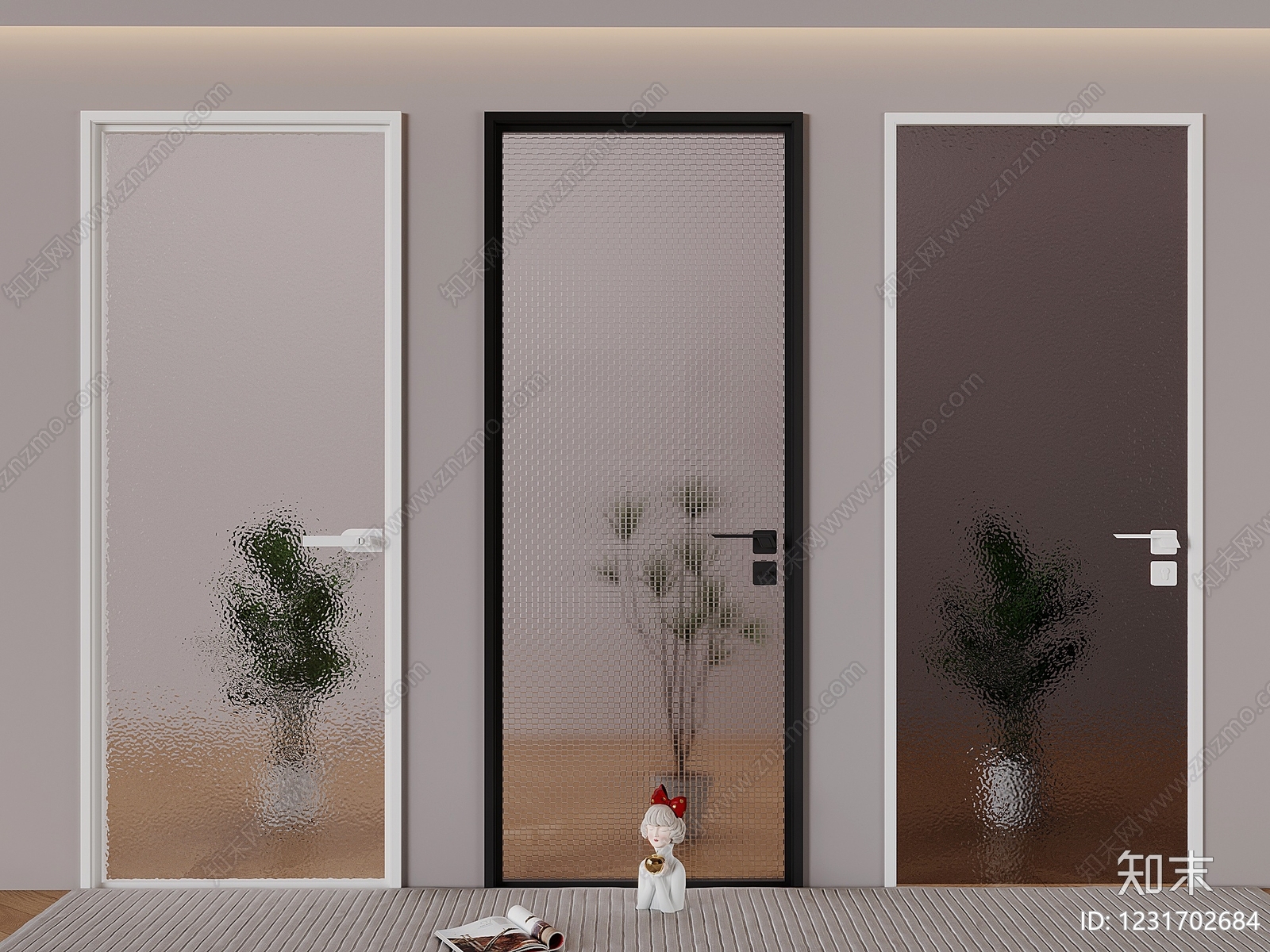 现代简约门把手SU模型下载【ID:1231702684】