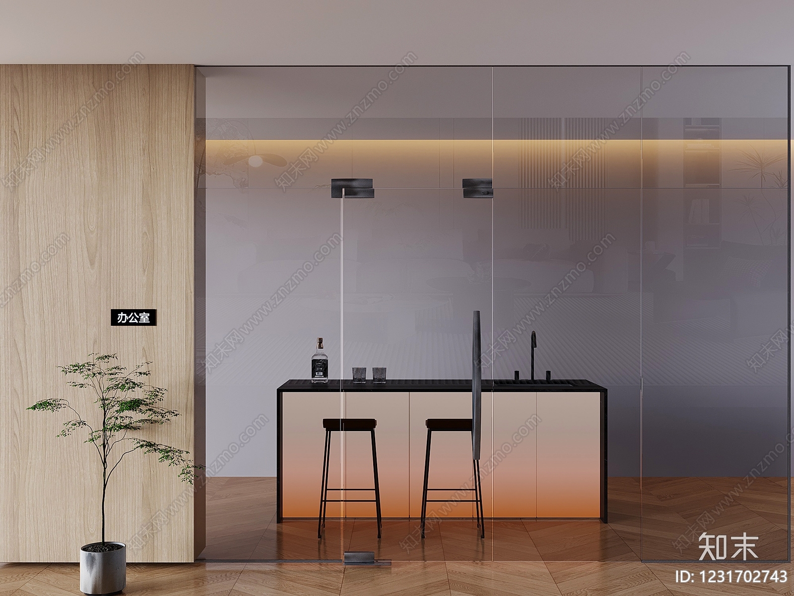 现代简约隔断3D模型下载【ID:1231702743】