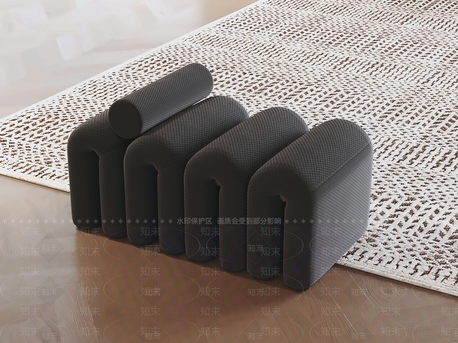 现代沙发凳3D模型下载【ID:1231702830】