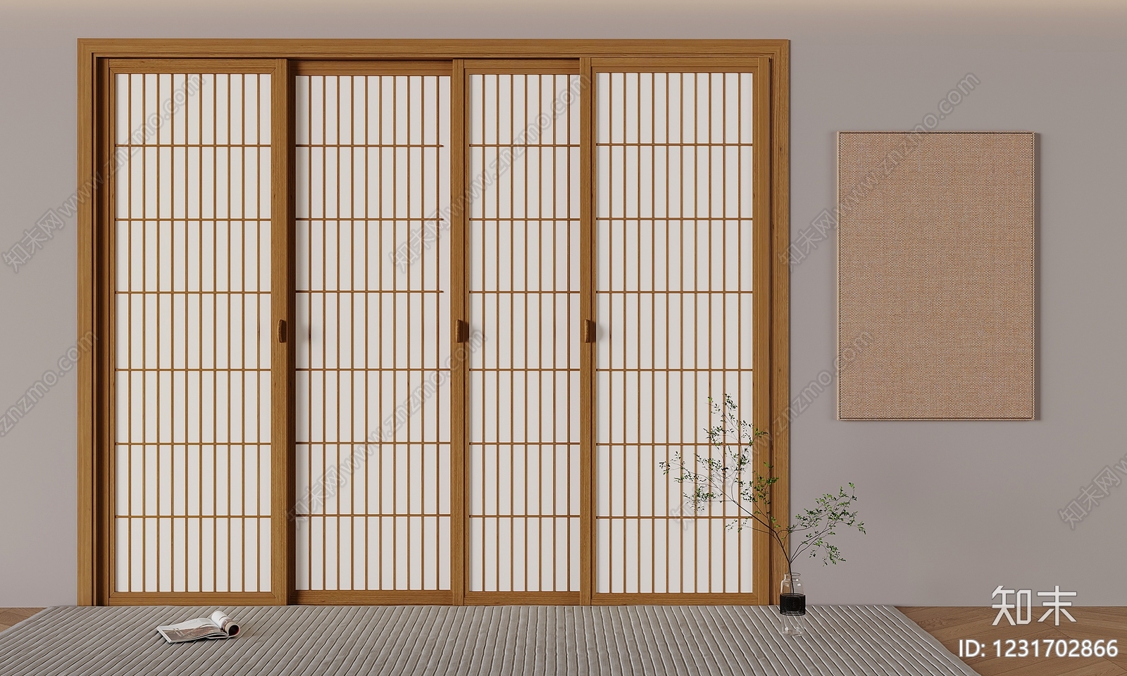 日式推拉门3D模型下载【ID:1231702866】