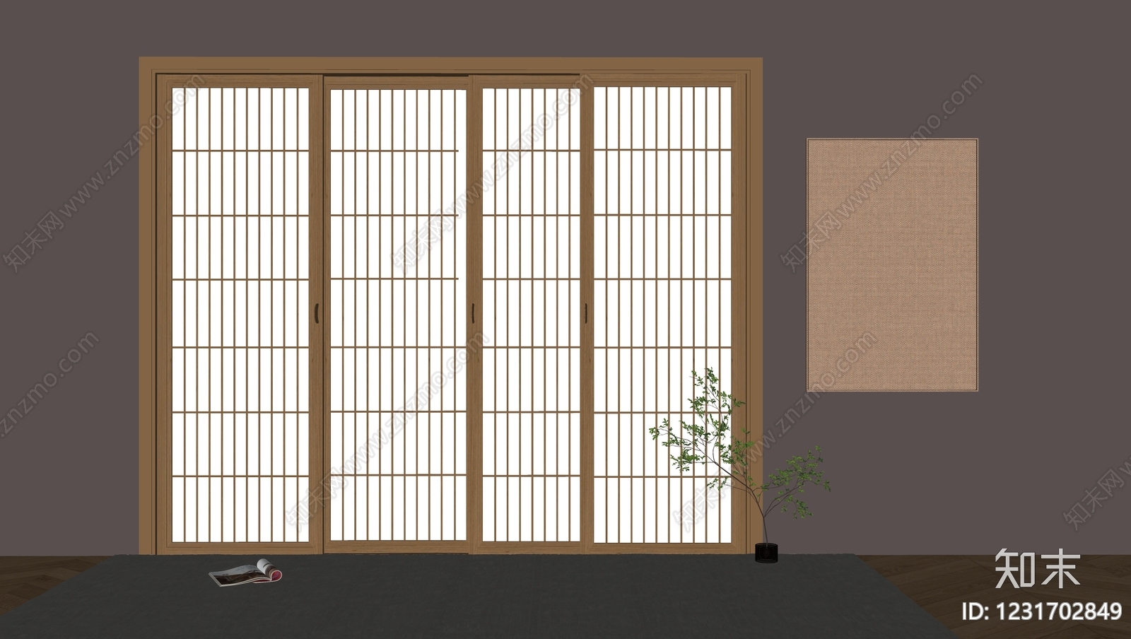日式推拉门SU模型下载【ID:1231702849】