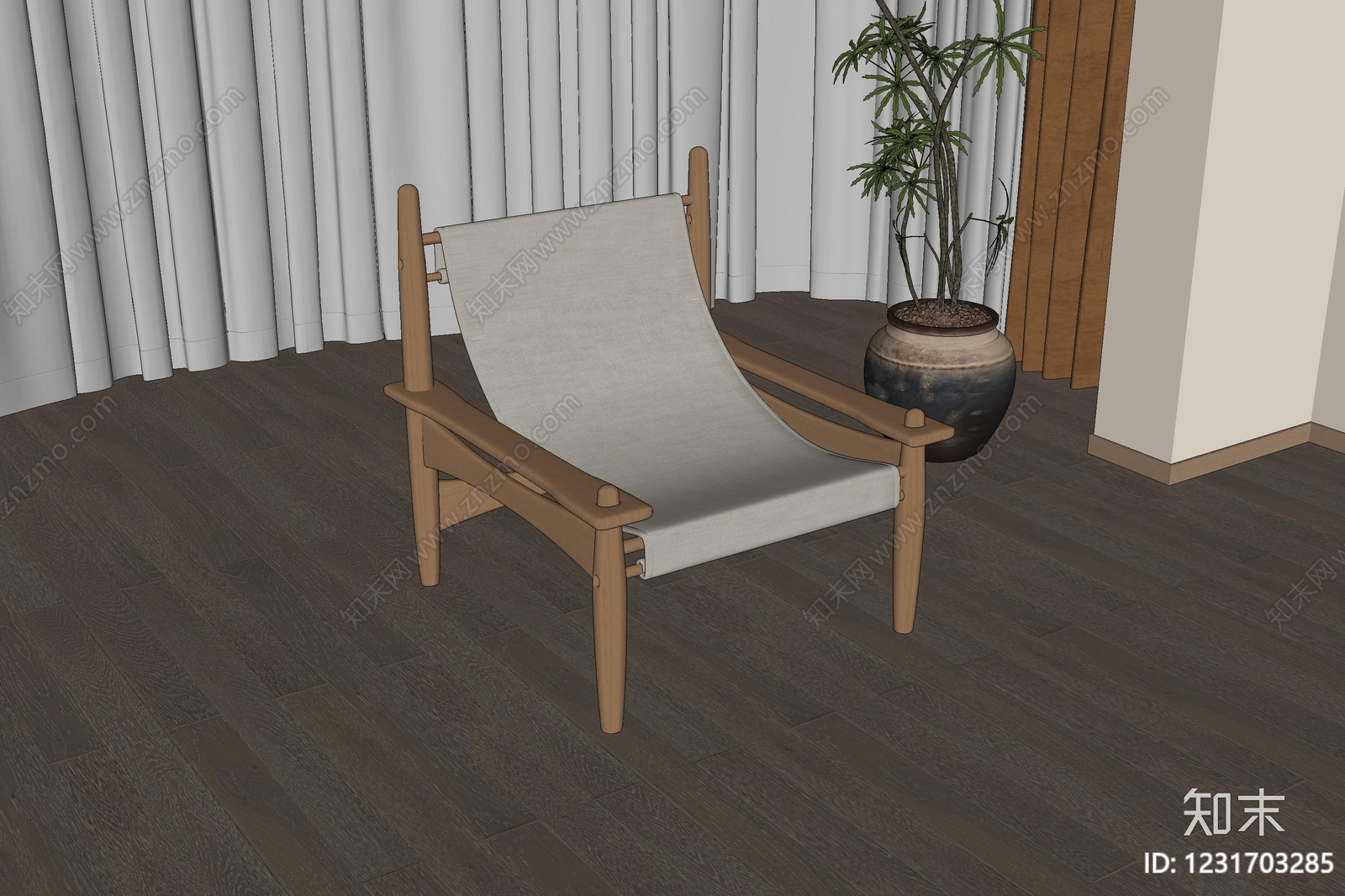 原木风休闲椅SU模型下载【ID:1231703285】