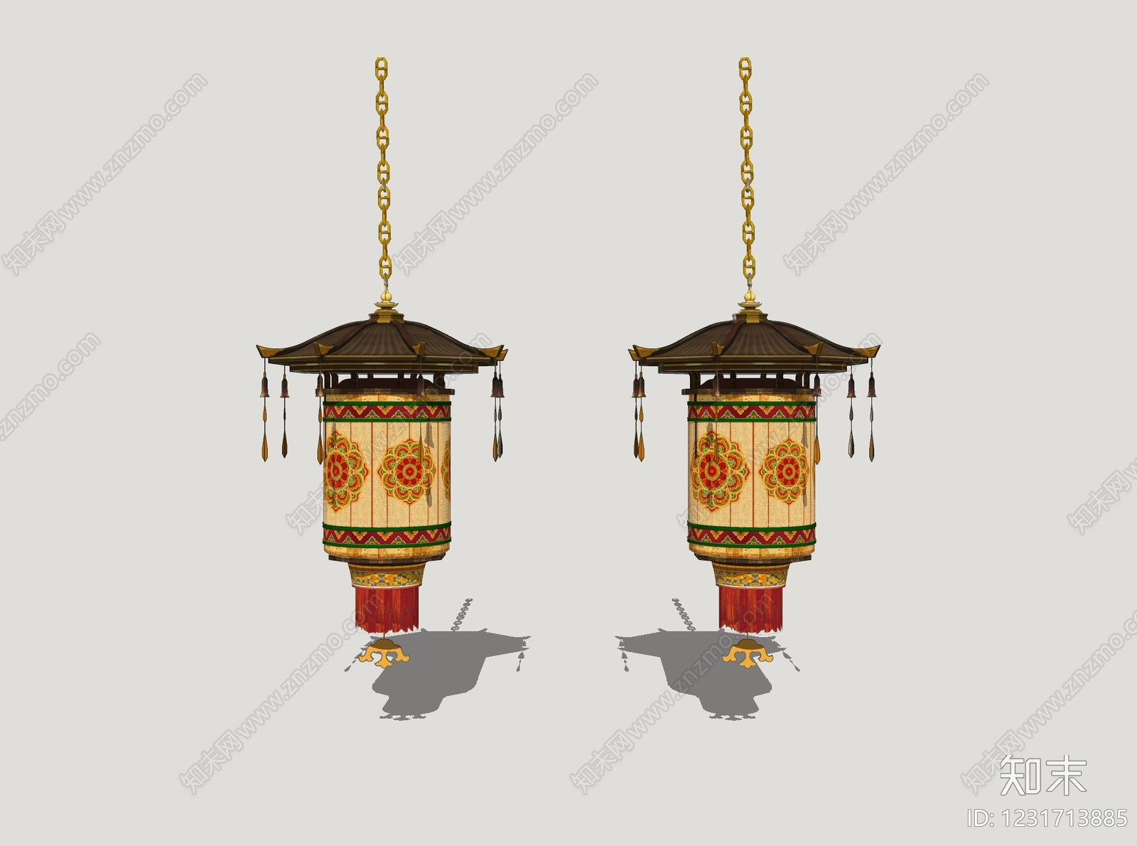 中式灯笼SU模型下载【ID:1231713885】