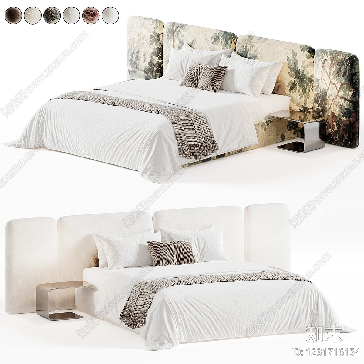 现代简约床品3D模型下载【ID:1231716154】