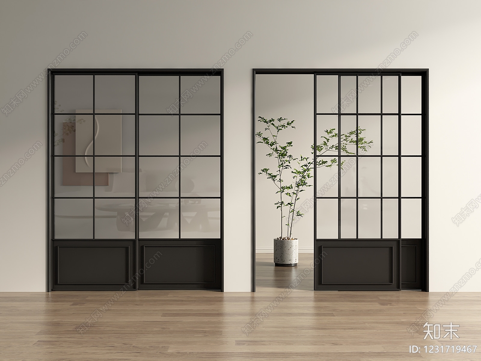 现代简约推拉门SU模型下载【ID:1231719467】