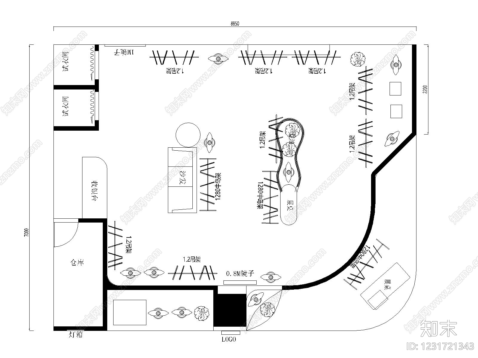 服装店cad施工图下载【ID:1231721343】