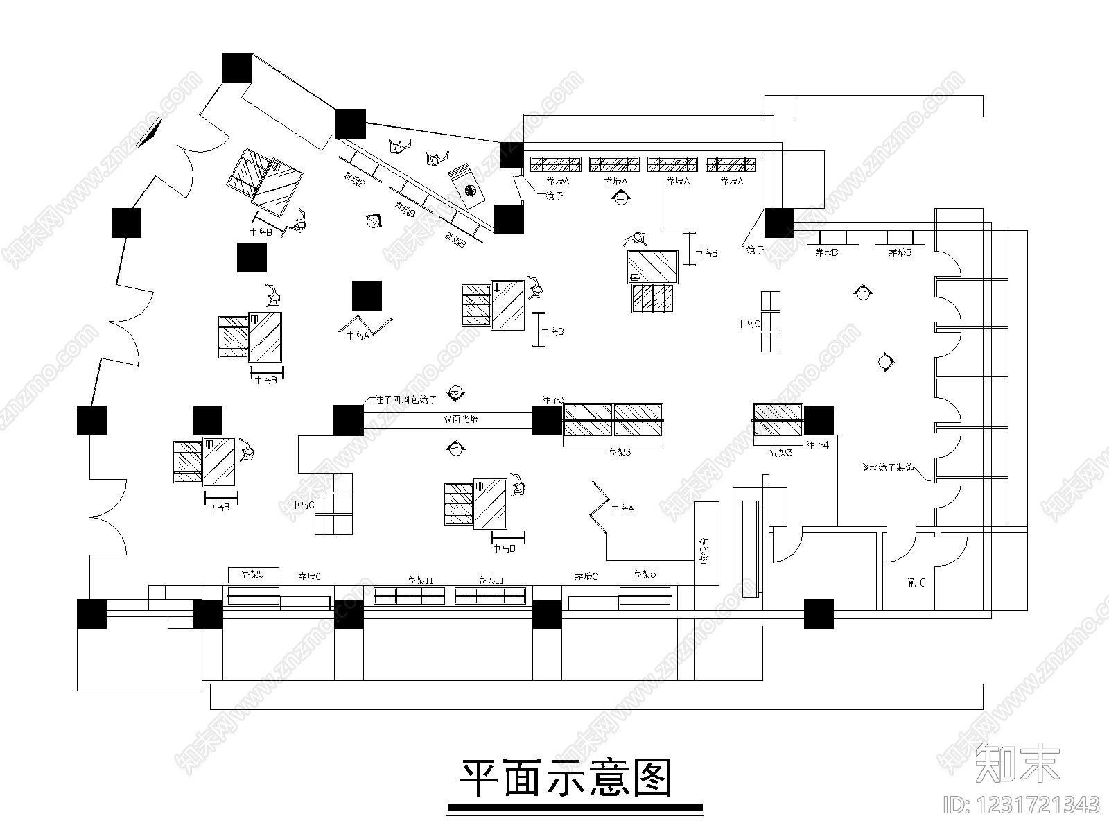 服装店cad施工图下载【ID:1231721343】
