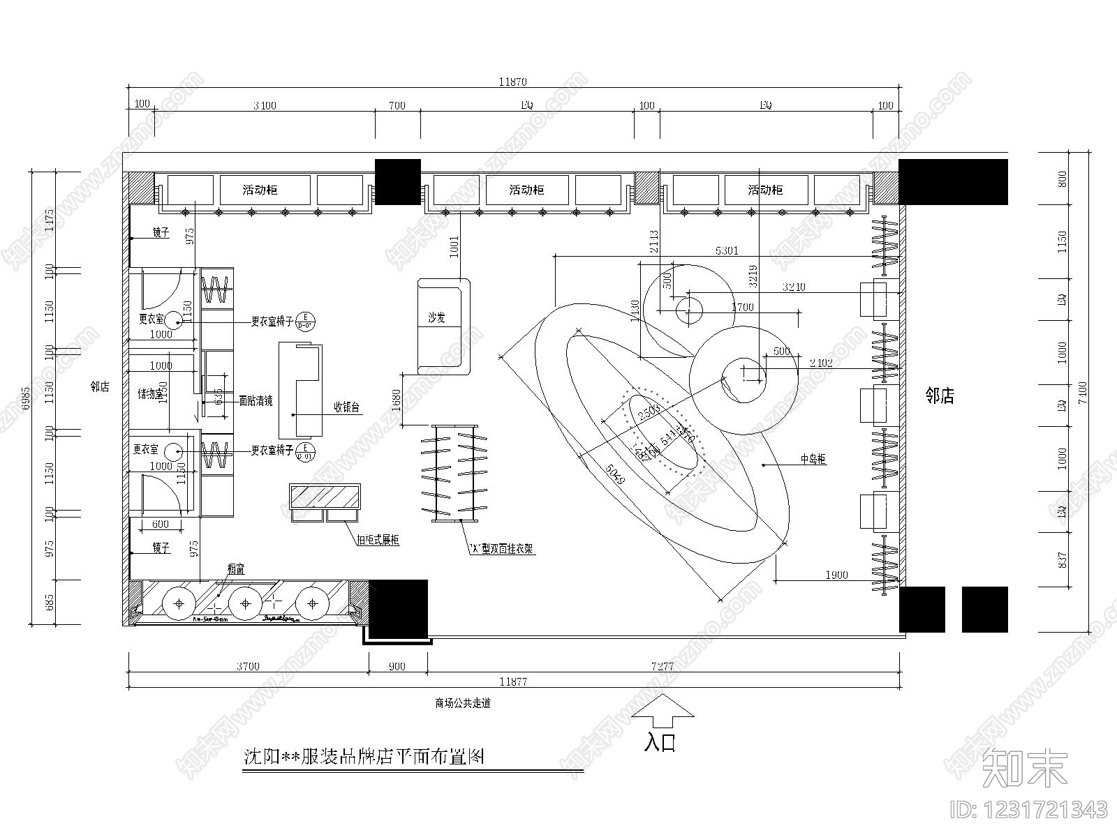 服装店cad施工图下载【ID:1231721343】