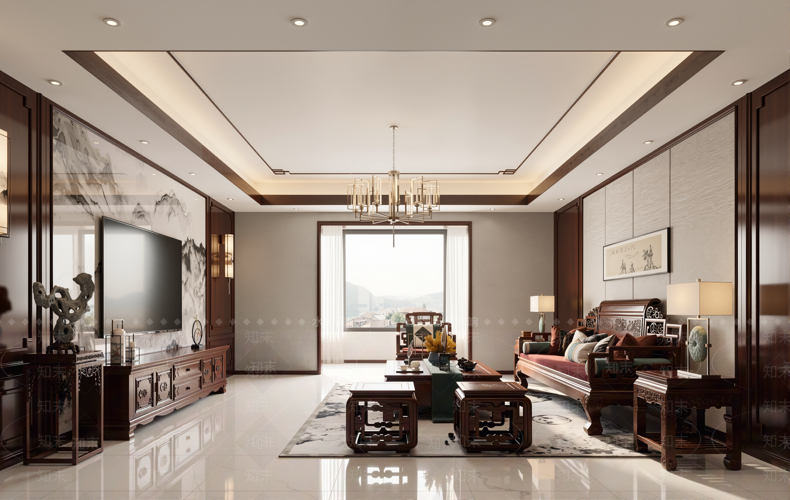 新中式家居客厅3D模型下载【ID:1231721304】