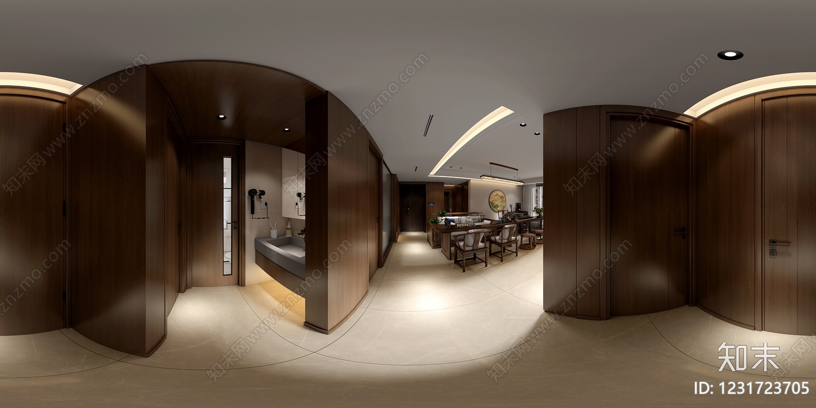 新中式茶室3D模型下载【ID:1231723705】