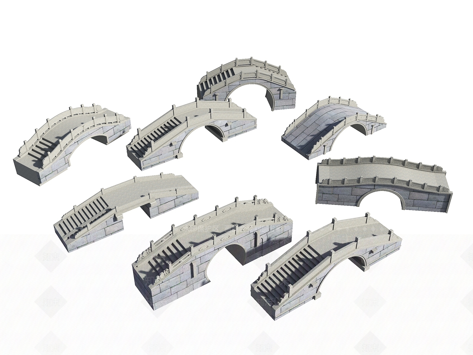 中式古建景观桥3D模型下载【ID:1231728330】