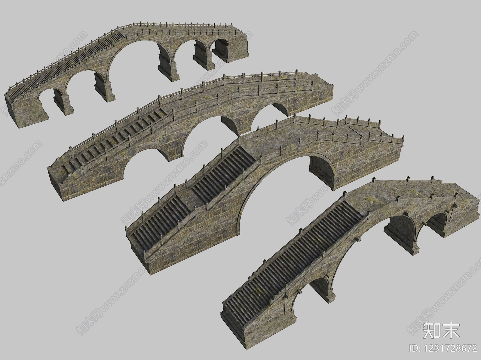 中式古建景观桥3D模型下载【ID:1231728672】