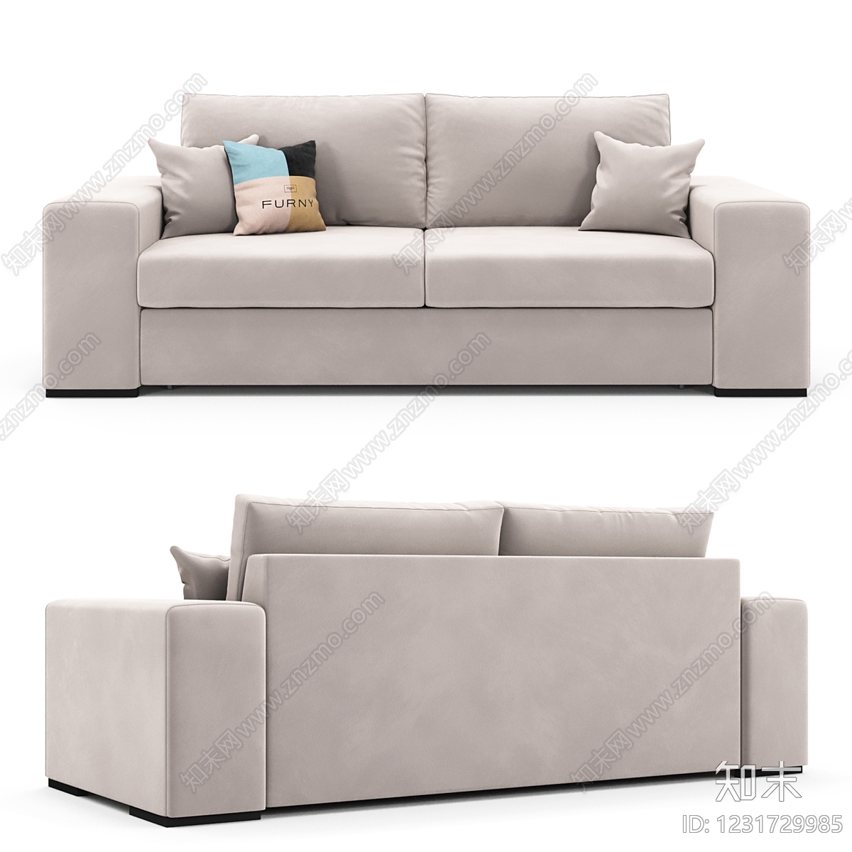 意式极简三人沙发3D模型下载【ID:1231729985】