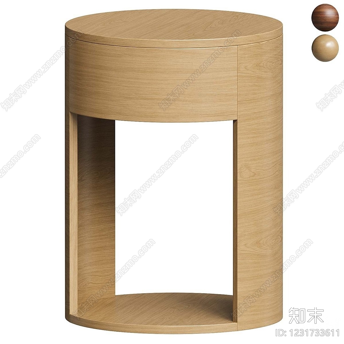 原木风床头柜3D模型下载【ID:1231733611】